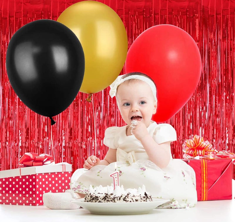 TONIFUL 3Pcs Red Metallic Tinsel Foil Fringe Curtains,3.28ft x 6.56ft Red Photo Booth Backdrop Streamer Curtain,Photo Booth Props,Ideal Bachelorette Party Supplies,Birthday, Christmas,New Year Decorations - Image 3